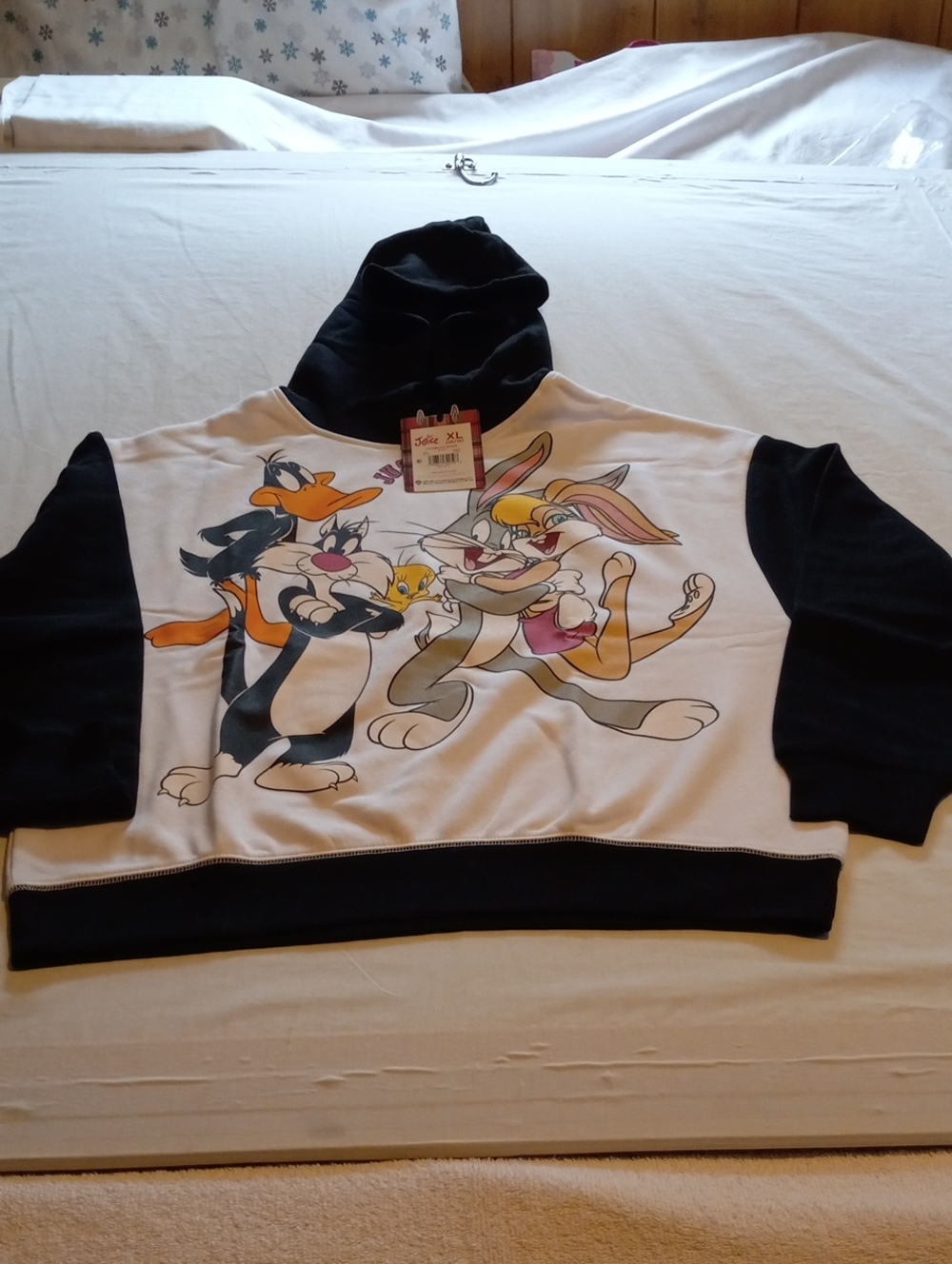 Justice Looney Tunes Colorblock Hoodie Black Size XL (16-18) NWT Bugs Bunny